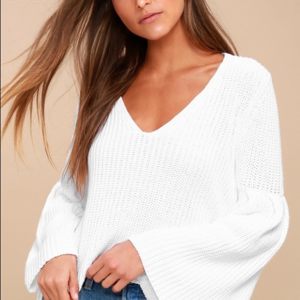 Free People Bell Sleeve Cropped Sweater
